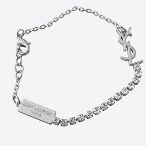Y S L Silver Bracelet with Crystal Accents